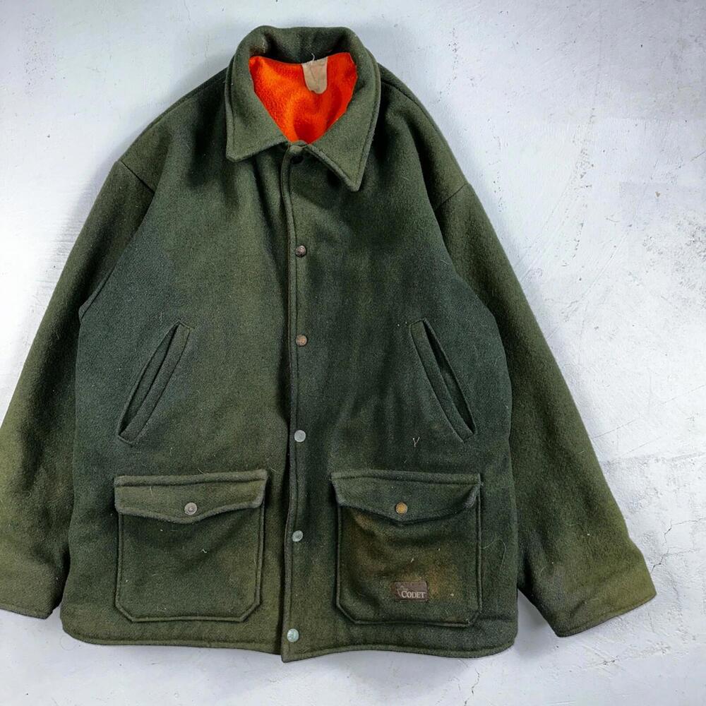 VTG Codet Wool Jacket Mackinaw Hunting Reversible Green Orange Outdoor Men’s L